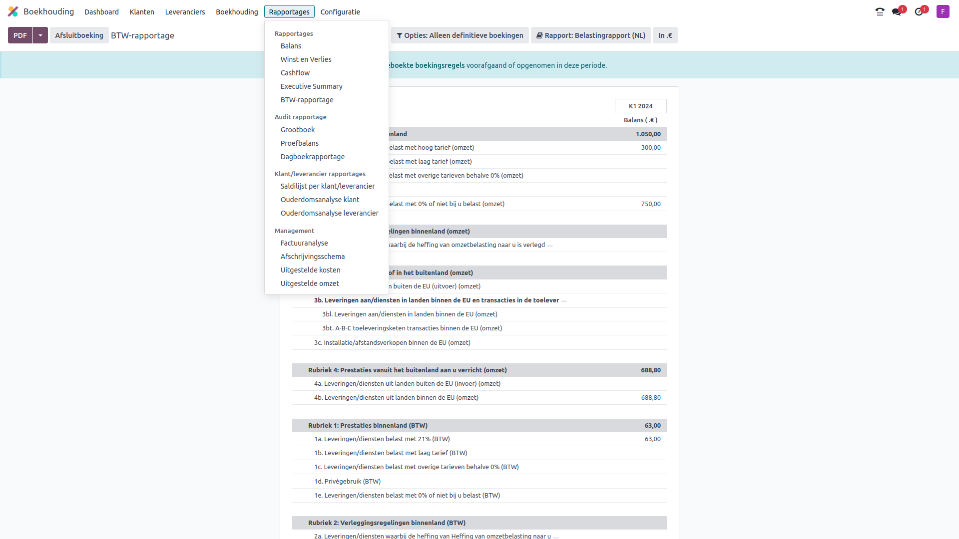 Boekhouding rapportages